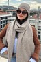 Women's Winter Ecru Scarf and Beanie Set |   Stylish Knitting Set - 2