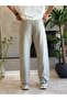 Men's Relaxed Fit Linen Trousers with Elastic Waist and Laces Khaki Eca062 - 6