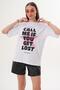 Women's Print Detailed Crew Neck Oversize T-Shirt 260149 - 4