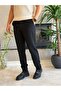 Men's Slim Fit Elastic Waist and Lace-Up Linen Trousers Black Eca063 - 3