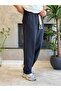 Men's Relaxed Fit Linen Trousers with Elastic Waist and Laces, Navy Blue Eca062 - 2