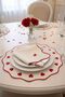 Red Embroidered Heart on Ecru American Placemat 39X39 cm - 1 Piece