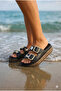 Women's Platform Eva Slippers with Gold Chain Buckle, Daisy Butterfly Charm, Wedge Sole Summer Sandals - 2
