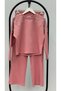 Women's Long Sleeve Shoulder Pearl Embroidered Wide Leg Tracksuit Set 4370-26 - 4