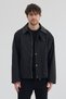 Men's Black Contrast Collar Oversize Seasonal Coat