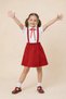 Girl's Red Bowknot Lace Shirt Red Salopet Suit April 23Rd Show Outfits - 3
