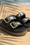 Women's Platform Eva Slippers with Gold Chain Buckle, Daisy Butterfly Charm, Wedge Sole Summer Sandals - 5