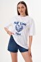 Women's Print Detailed Crew Neck Oversize T-Shirt 260258 -