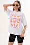 Women's Print Detailed Crew Neck Oversize T-Shirt 260156 - - 4