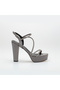 Women's High Platform Stone-Embellished Platinum Evening Dress Shoes - 4