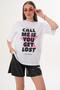 Women's Print Detailed Crew Neck Oversize T-Shirt 260149 - 2