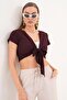 Women's Front-Tie Short Sleeve Wrinkled Bolero 260087 -