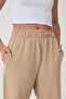 Women's Beige High Waist Elastic Cuffed Lace-Up Comfortable Fit Jogger Sweatpants - H5991 - 5
