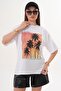 Women's Print Detailed Crew Neck Oversized T-Shirt 260071 - - 3