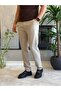 Men's Slim Fit Elastic Waist and Lace-Up Fabric Trousers Beige Eca063 - 3