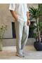 Men's Relaxed Fit Linen Trousers with Elastic Waist and Laces Khaki Eca062 - 4