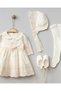 Magnolia 4-Piece Luxury Mevlüt Set with Scallop Detail, 100% Cotton, Special Occasion Dress for Baby Girl - 4