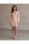 Women Pale Pink Embellished Lace Structured Midi Dress - 2