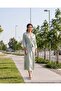Women Green Satin Long Robe With Lace