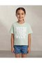 Girls Green New York Placement Print Boxy T-Shirt - 3