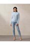 Women’s Light Blue Long Sleeve Acrylic Knit Top - 4