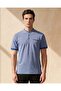 Men Blue Standup Collar Polo Shirt - 2
