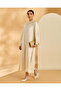 Women Beige Braided Neck Kaftan - 6