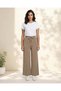 Women Olive Brown Relaxed Wide Leg Coord Trousers - 3
