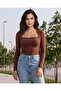 Women Brown Embellished Detailed Top