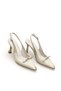 Women's Beige Patent Leather Medium Heel Stiletto with Metal Buckle New Season F601 - 9