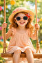 Children's Sunglasses with Rabbit Ear Detail Model 5232 Powder Color