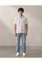 Men White And Blue Striped Short Sleeve Dobby Shirt - 2