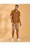 Men Brown Plain Short Sleeve Shirt - 5