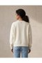 Women Ivory Crew Neck Tape Detail Sweatshirt - 3