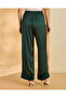 Women's Green Satin Wide Leg Pants with Sequinned Hem - 3