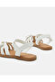 Girls White Pearl Fisherman Sandals - 4