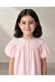 Girls Pale Pink Puff Sleeve Lace Collar Blouse - 6