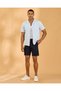 Men Blue Dobby Resort Shirt - 5