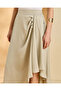 Women's Mint Satin Side Pleated Handkerchief Hem Midi Skirt - 4
