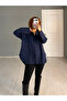 Premium Cotton Oversize Long Navy Blue Poplin Shirt - 2