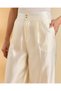 Women Ivory Relaxed Wide Leg Trousers - 4