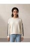 Women Ivory Crew Neck Tape Detail Sweatshirt