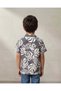 Boys Navy Leaves Print Short Sleeve Shirt - 2