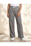 Women Mid-Grey Double Waistband Wide Leg Woven Trouser