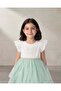 Girls White And Mint Twofer Ruffle Dress - 5