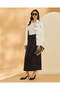 Women Black Front Twist Detailed Wrap Midi Skirt - 2
