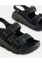 Boys Black Plain Molded Slide With Backstrap Sandals - 4