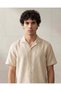 Men’s Beige Jacquard Short Sleeve Resort Shirt - 6
