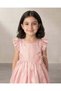 Girls Pale Pink Textured Dress with Balloon Hem - 6