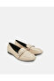 Women Beige Croc Loafers With Buckle - 2